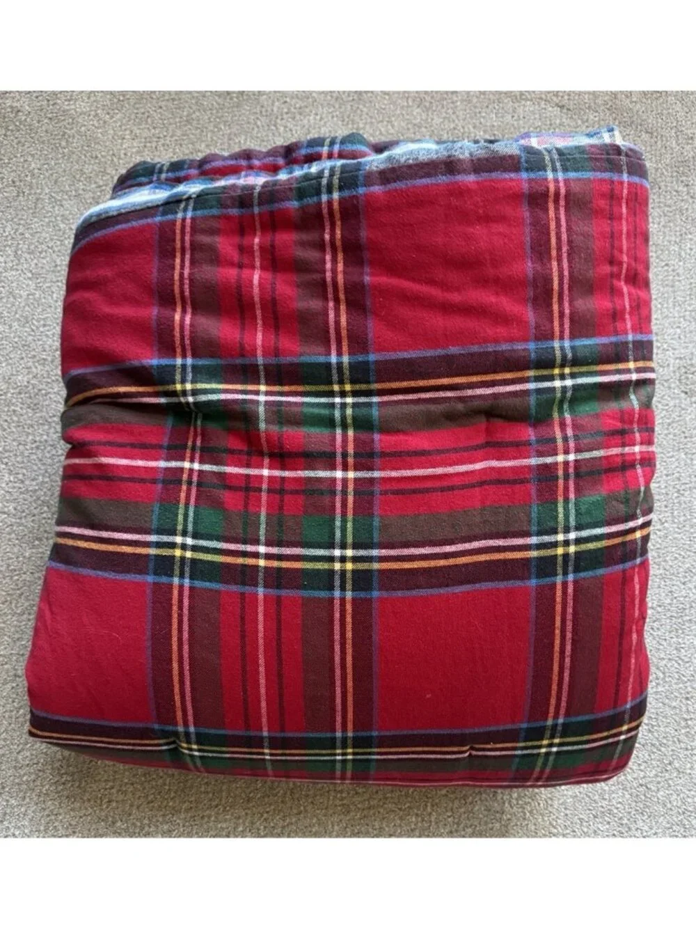 POTTERY BARN Stewart Flannel Plaid Reversible Quilted Comforter Full/Queen NEW
